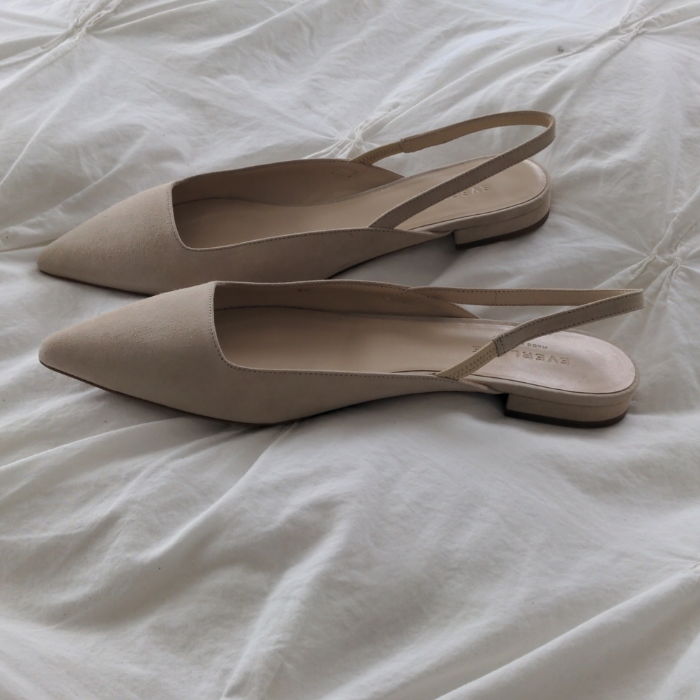 Everlane cream suede slingbacks